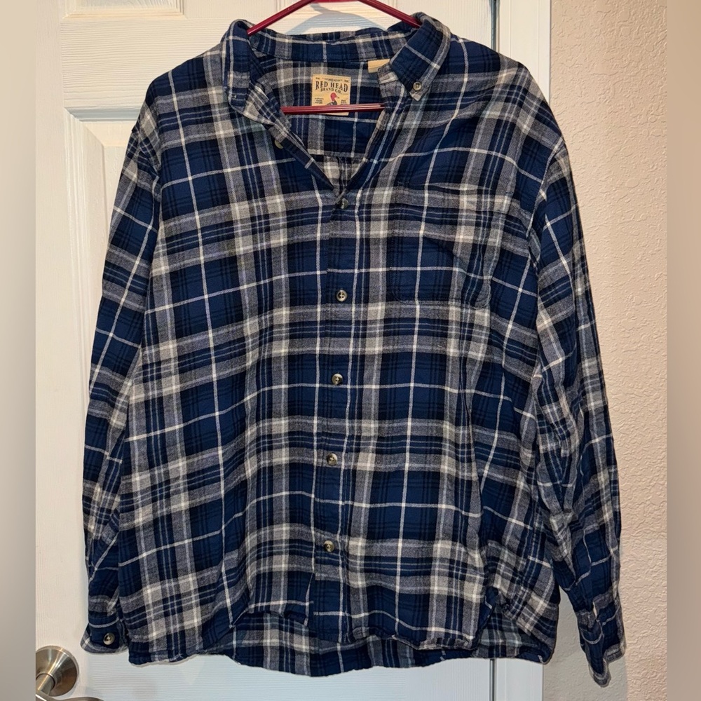 RedHead Men's Navy and White Checkered Shirt